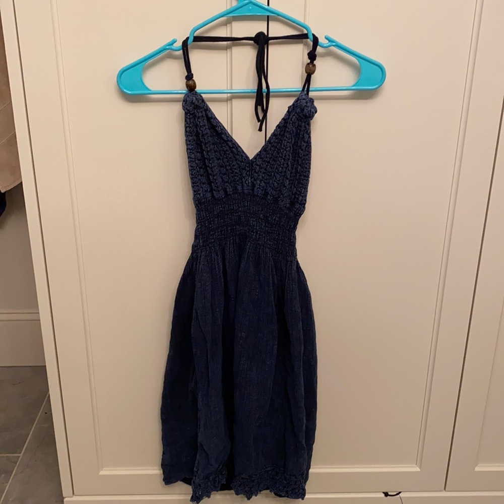 Cotton Natural Tie Low-Back Beachy Dress